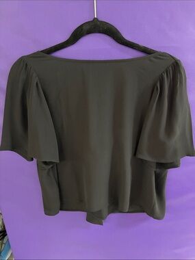 LOFT Black Off-the-Shoulder Flutter-Sleeve Top